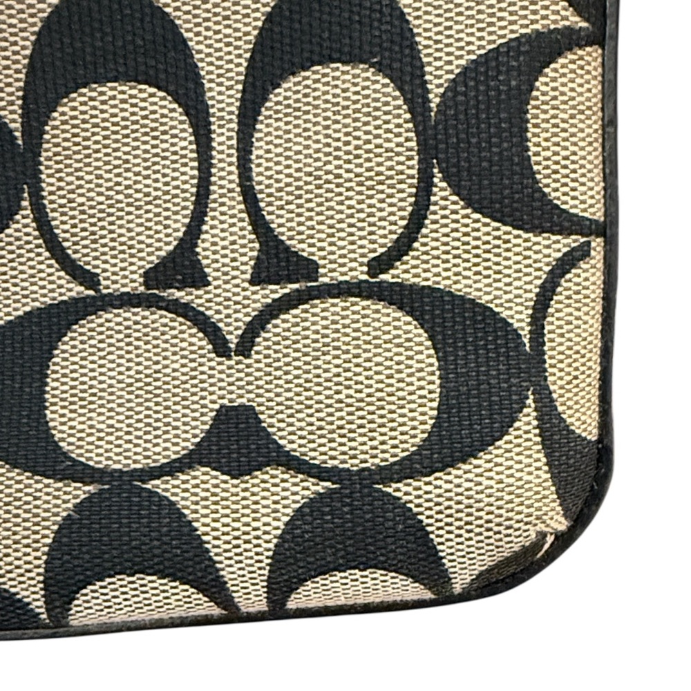 Coach Signature Monogram Crossbody Bag Black Tan Jacquard Canvas Leather Hangtag - Picture 14 of 16